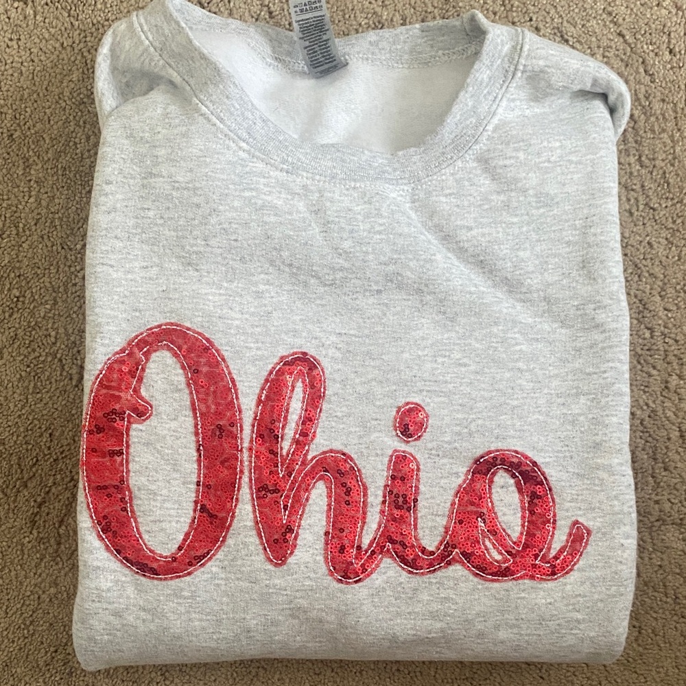 Gray Ohio Sweatshirt with Red Lettering